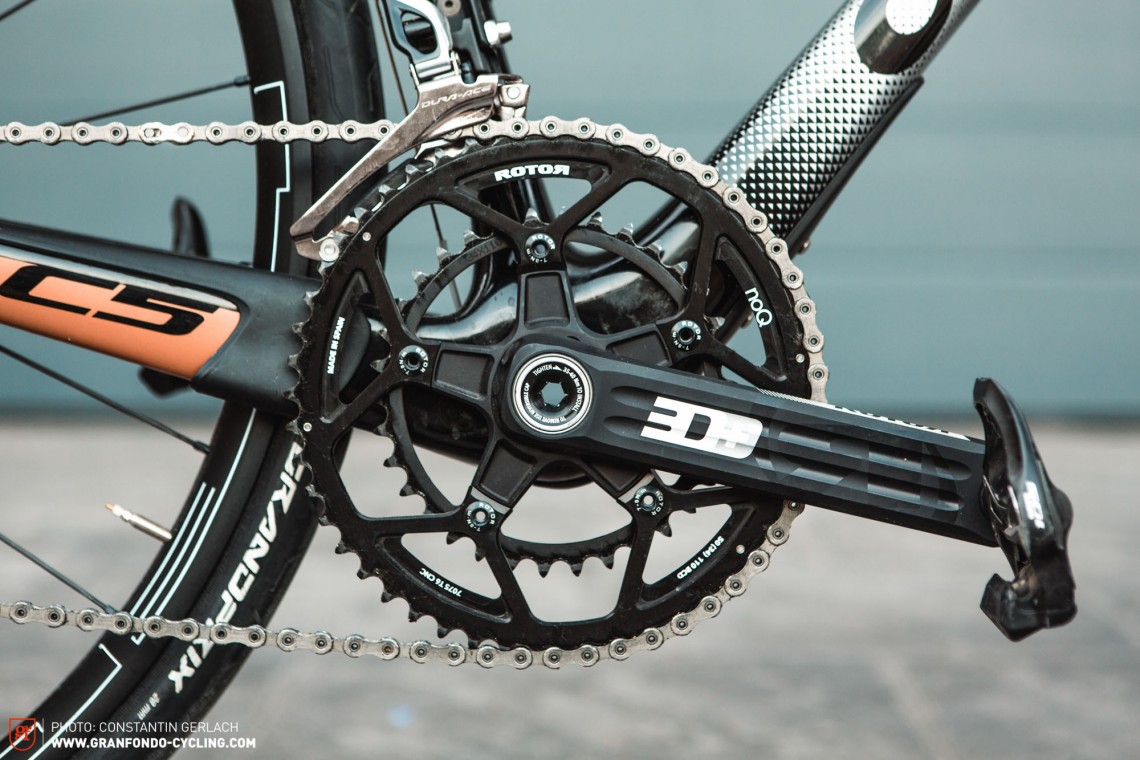 Could be smoother: The Rotor chainset doesn't shift as smoothly as the Shimano. but ofeers the option of oval chainrings.